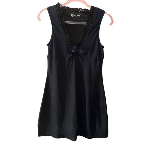 Victorias Secret Bra Tops Medium Dress‎ Black Cotton & Spandex With Lace Accents - Picture 1 of 7